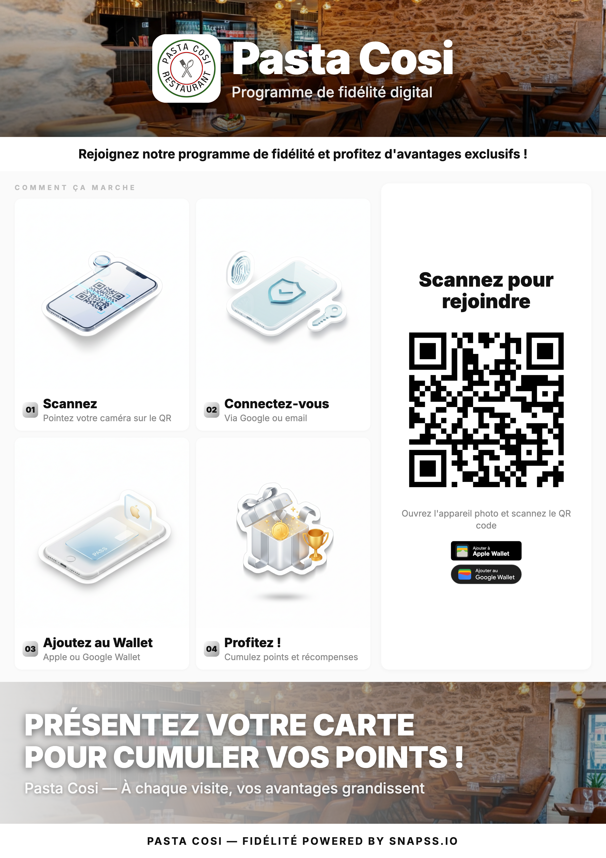 Flyer fidélité Pasta Cosi prêt à imprimer