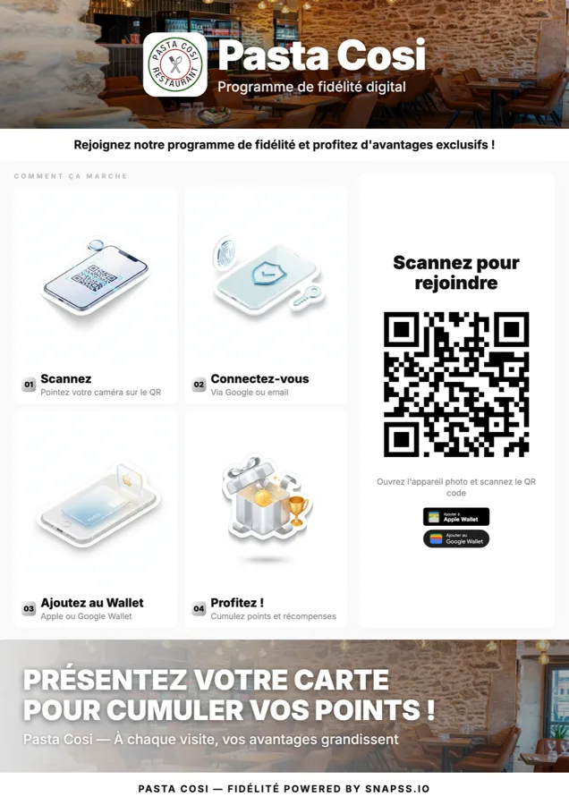 Flyer fidélité Pasta Cosi prêt à imprimer
