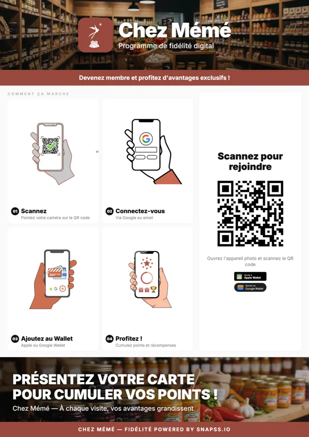 Flyer fidélité Chez Mémé prêt à imprimer