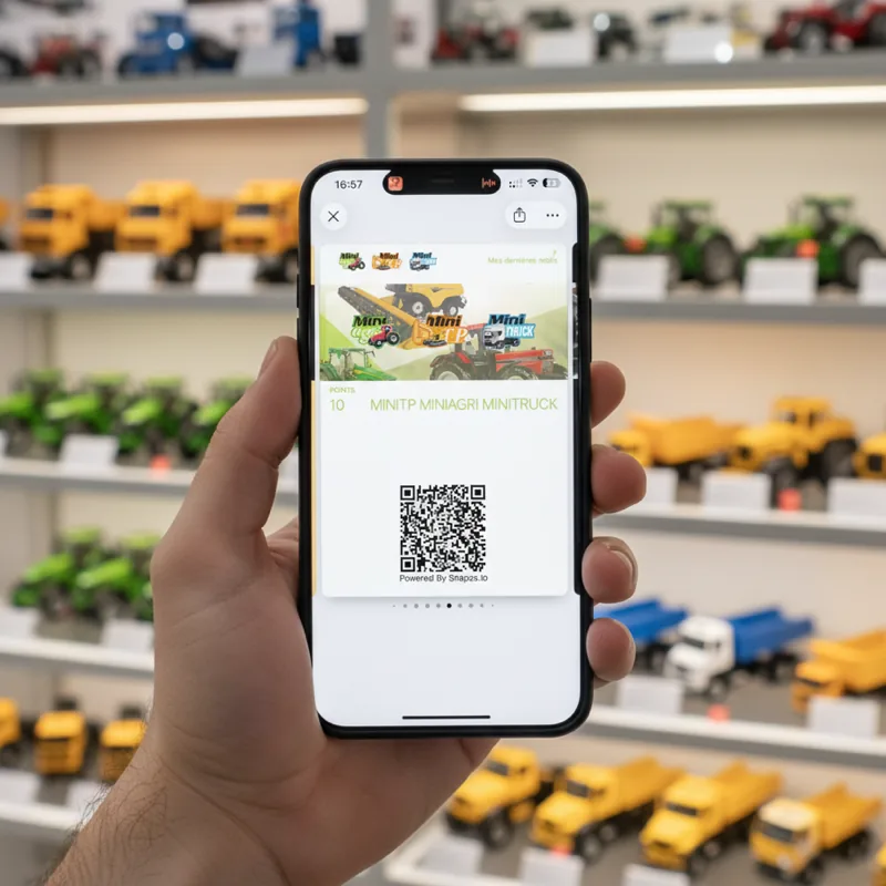Carte fidélité Minitruck dans la boutique de miniatures — vrai client Snapss