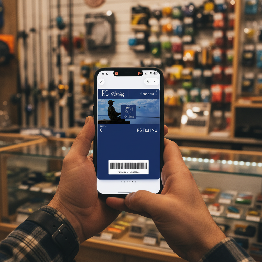 Carte fidélité RS Fishing en boutique de pêche — vrai client Snapss