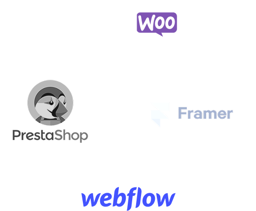 WooCommerce, PrestaShop, Framer, Webflow