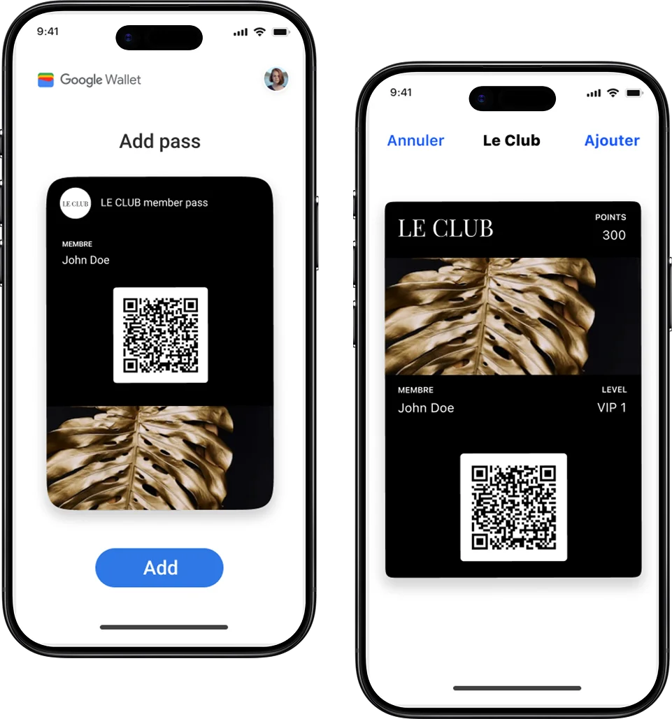 Snapss digital loyalty card in Apple Wallet and Google Wallet