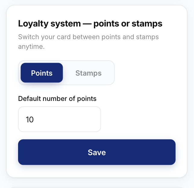 Loyalty system — points or stamps