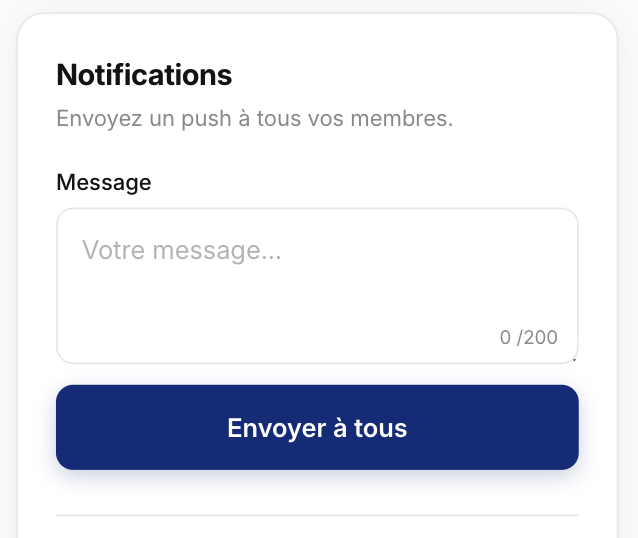 Notifications push à tous les membres