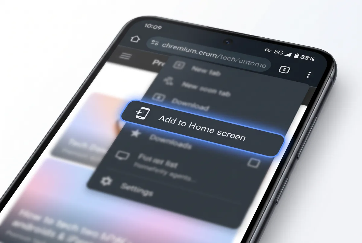 Chrome menu — Add to Home screen